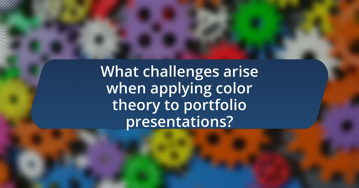 What challenges arise when applying color theory to portfolio presentations?